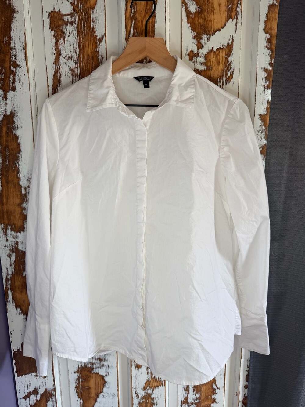 Bogari White Long Sleeve Button-Down Shirt Designed in Italy Minimalist Office